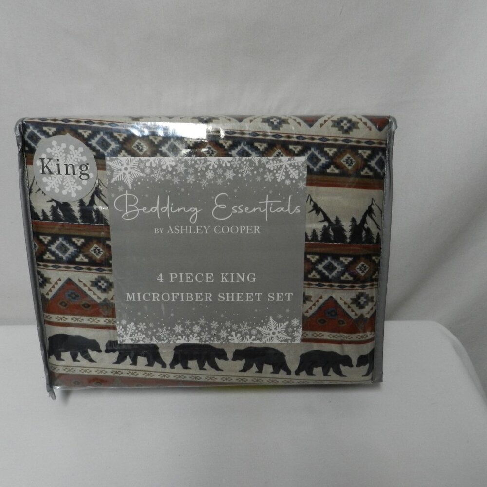 Ashley Cooper Pocono Lodge 4 piece Micro Fiber Queen sheet set green NEW NWT